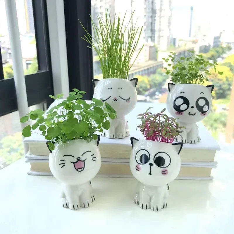 Mini Ceramic Cat Flowerpot