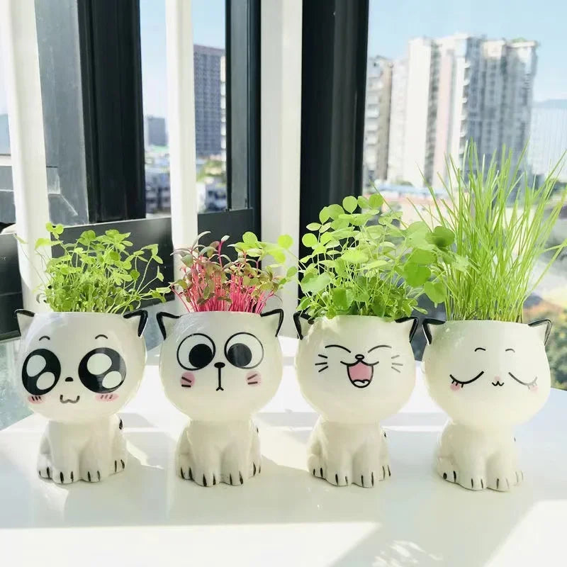 Mini Ceramic Cat Flowerpot