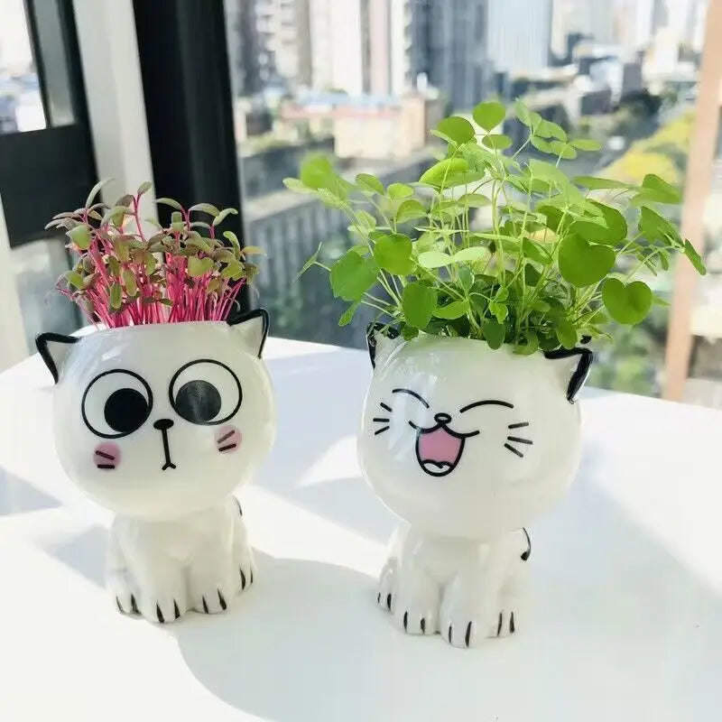 Mini Ceramic Cat Flowerpot