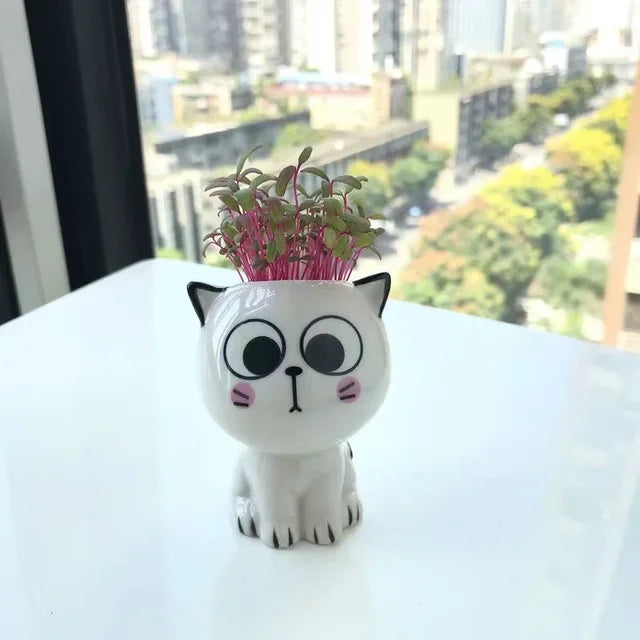 Mini Ceramic Cat Flowerpot