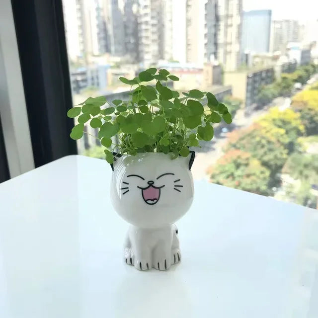 Mini Ceramic Cat Flowerpot